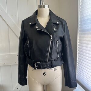 Zara Black Faux Leather Biker Jacket